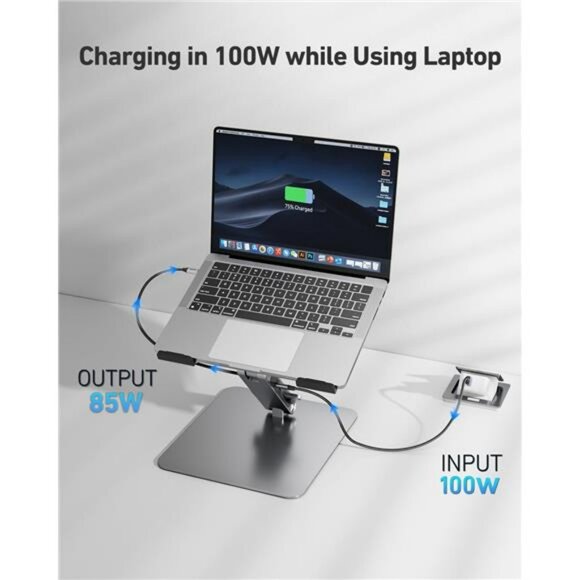 Laptop stand with USB C docking station HDMI 4K Ethernet power delivery hub - Picture 4 of 8